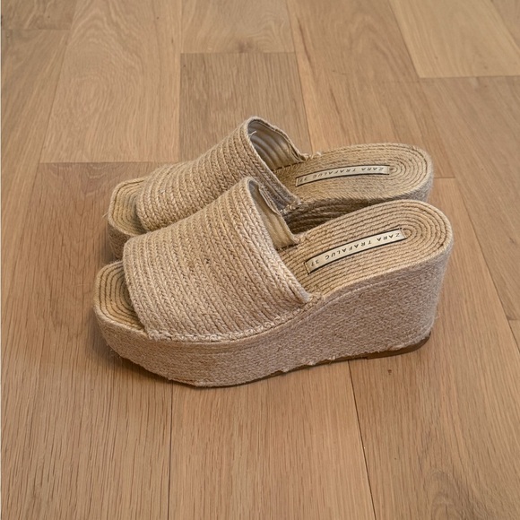 Zara Shoes - WORN ONCE—Zara Trafaluc Espadrille Platform Wedge Slides EU 37 —RUN BIG US 7.5/8